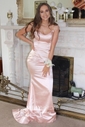 Burgundy Mermaid V-neck Floor-length Satin Prom Dresses
