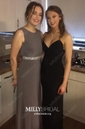 Sheath/Column V-neck Floor-length Jersey Prom Dresses With Appliques