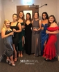 Sheath/Column V-neck Floor-length Jersey Prom Dresses With Appliques