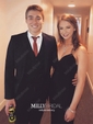 Sheath/Column V-neck Floor-length Jersey Prom Dresses With Appliques
