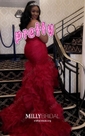 Mermaid Strapless Tulle Ruffle Tiered Prom Dresses With Ruched
