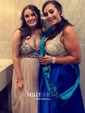 Ball Gown V-neck Backless Satin Prom Dresses With Beading