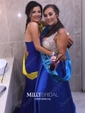 Princess V-neck Satin Floor-length Beading Prom Dresses
