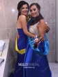 Ball Gown V-neck Backless Satin Prom Dresses With Beading
