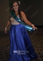 Ball Gown V-neck Backless Satin Prom Dresses With Beading