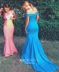 Trumpet/Mermaid Off-the-shoulder Silk-like Satin Sweep Train Prom Dresses