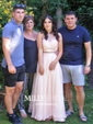 A-line Scoop Neck Chiffon Tulle Two Piece Prom Dresses With Beading