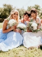 Popular A-line Chiffon Ruffles Royal Blue Halter Bridesmaid Dresses