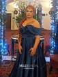 Ball Gown Off-the-shoulder Satin Modest Prom Dresses With Ruched