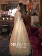 Ball Gown V-neck Floor-length Tulle Prom Dresses With Appliques