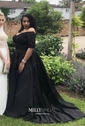 Ball Gown Off-the-shoulder Satin Modest Prom Dresses With Beading
