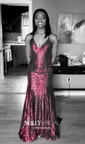 Mermaid V-neck Backless Sparkly Sequin Prom Dresses