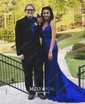 Mermaid V-neck Sparkly Sequin Prom Dresses With Appliques