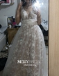 Ball Gown/Princess Floor-length V-neck Lace Tulle Prom Dresses