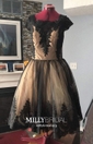 Ball Gown Square Neckline Tulle Knee-length Appliques Lace Short Prom Dresses