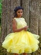 Ball Gown Scoop Neck Tulle Short/Mini Appliques Lace Cute Prom Dresses