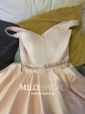 Ball Gown Off-the-shoulder Satin Prom Dresses With Beading