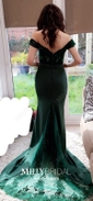 Mermaid Stretch Crepe Off-the-shoulder Prom Dresses With Appliques