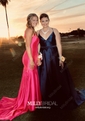 Trumpet/Mermaid High Neck Taffeta Sweep Train Beading Prom Dresses