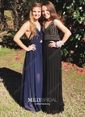 A-line Halter Chiffon Cut Out Prom Dresses With Ruched