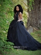 Black Ball Gown High Neck Tulle Backless Cut Out Prom Dresses