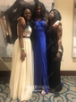A-line Halter Backless Jersey Prom Dresses With Split