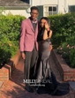 Red Mermaid Strapless Satin Ruffle Tiered Prom Dresses