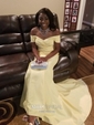 Mermaid Off-the-shoulder Satin Prom Dresses With Ruched