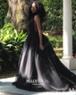 Black Ball Gown High Neck Tulle Backless Cut Out Prom Dresses