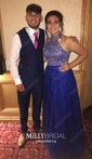 Ball Gown High Neck Tulle Cut Out Prom Dresses With Beading