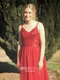 Ball Gown V-neck Backless Tulle Prom Dresses With Appliques