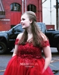 A-line Off-the-shoulder Tulle Floor-length Appliques Lace Prom Dresses