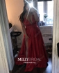 Black Ball Gown V-neck Satin Prom Dresses With Ruched