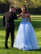 Princess Sweetheart Lace Tulle Sweep Train Appliques Lace Prom Dresses