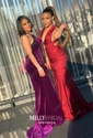 Mermaid Scoop Neck Velvet Prom Dresses With Appliques