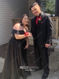 Ball Gown Off-the-shoulder Satin Modest Prom Dresses With Ruched