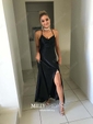 Sheath/Column Cowl Neck Ankle-length Satin Prom Dresses
