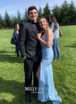 Sheath/Column V-neck Jersey Prom Dresses With Ruched