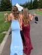 Sheath/Column V-neck Jersey Prom Dresses With Ruched