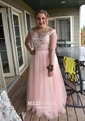 Princess Off-the-shoulder Tulle Floor-length Beading Prom Dresses