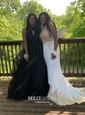 Black Ball Gown High Neck Tulle Backless Cut Out Prom Dresses