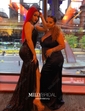 Mermaid V-neck Backless Sparkly Sequin Prom Dresses