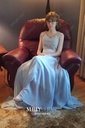 A-line Illusion Floor-length Chiffon Prom Dresses With Appliques
