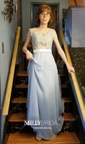 A-line Illusion Floor-length Chiffon Prom Dresses With Appliques