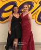 Burgundy Mermaid V-neck Lace Backless Prom Dresses