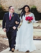 Ball Gown/Princess V-neck Tulle Sweep Train Wedding Dresses With Appliques Lace