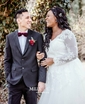Ball Gown/Princess V-neck Tulle Sweep Train Wedding Dresses With Appliques Lace