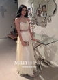 A-line Scoop Neck Chiffon Tulle Two Piece Prom Dresses With Beading
