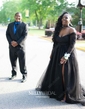 Ball Gown V-neck Backless Tulle Prom Dresses With Appliques