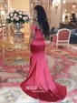 Trumpet/Mermaid Sweep Train Off-the-shoulder Silk-like Satin Split Front Prom Dresses